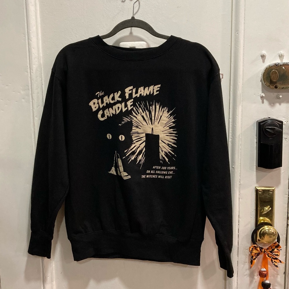 Unique Vintage Black Flame Candle Crewneck Sweatshirt